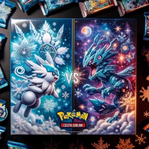 crée une image avec Dalle sur l'article de blog: Booster Pokémon Règne de glace VS Booster Pokémon Evolution Céleste