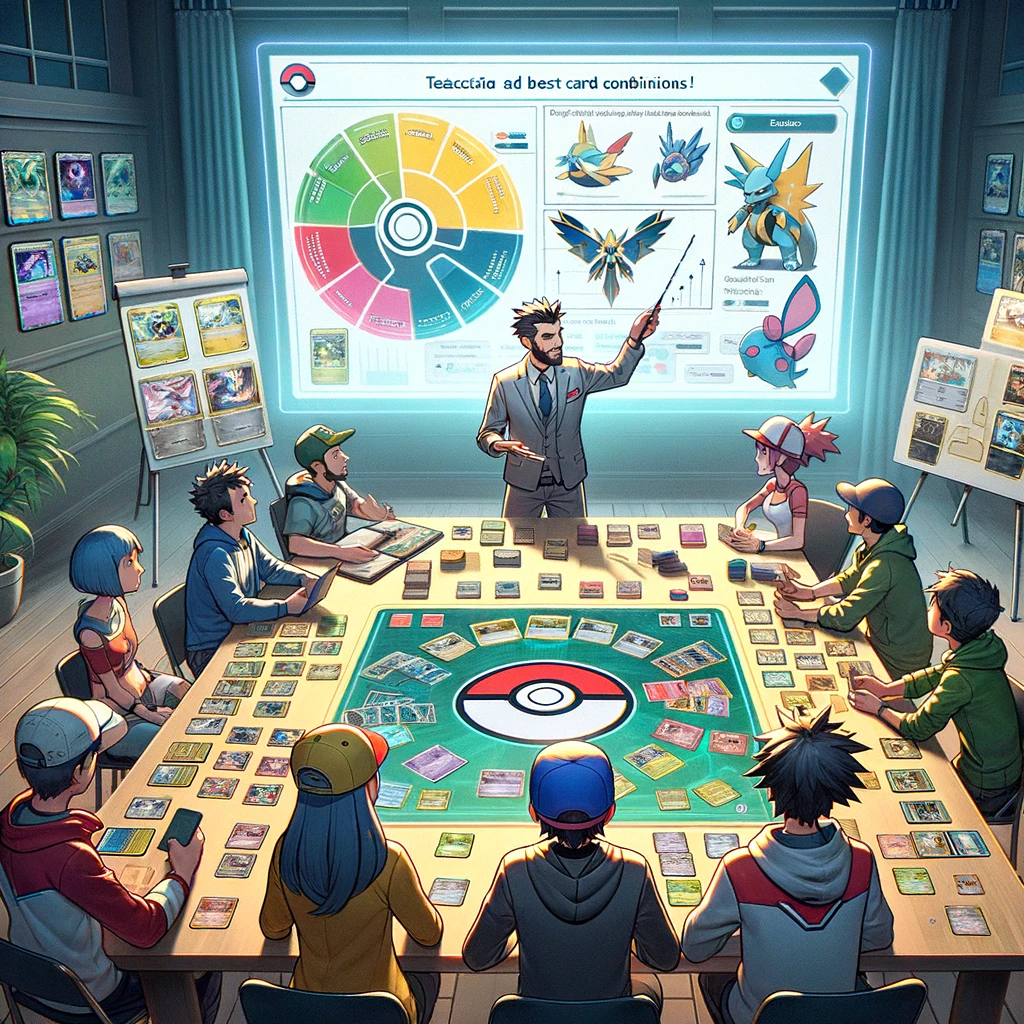 crée une image sur l'article de blog: Les meilleures combinaisons de cartes pour soutenir vos Pokémon VMAX